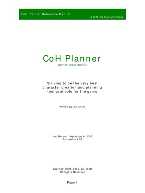 CoH Planner .